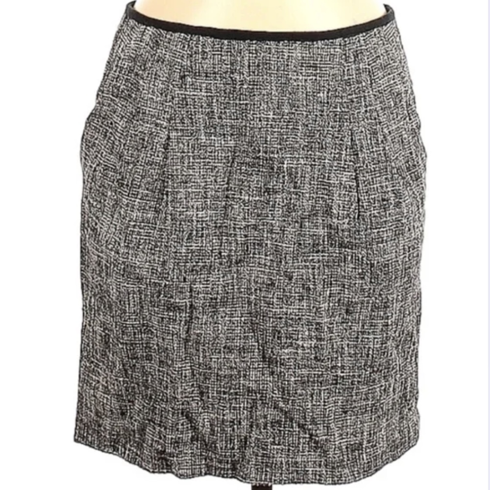 Nanette Lepore Ivory Black Tweed Pencil Skirt 6